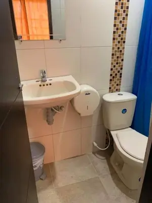 a bathroom with a toilet and a sink at Hotel Torres del Parque No1 in Soledad