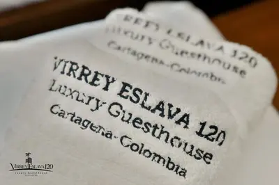 a piece of white paper with writing on it at Virrey Eslava 120 Luxury Guesthouse in Cartagena de Indias