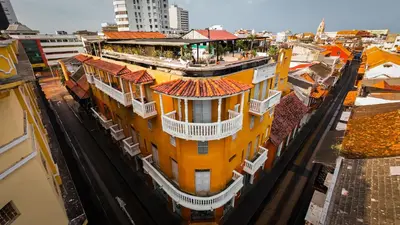 an overhead view of a city street with buildings at Hotel Marie Real Cartagena in Cartagena de Indias