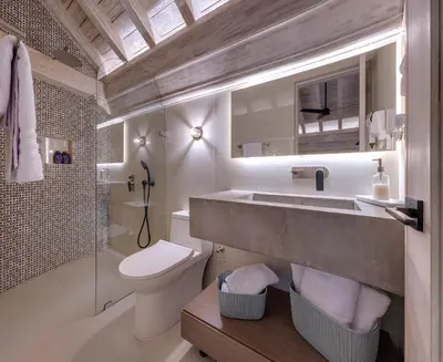 a bathroom with a sink and a toilet and a shower at Lunalá Hotel Boutique in Cartagena de Indias