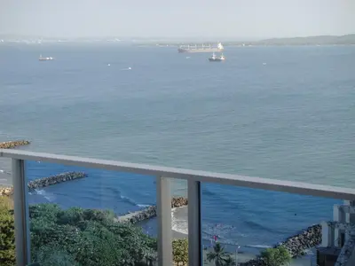 a view of the water from a balcony at Shark 1514 Nuevo Conquistador in Cartagena de Indias