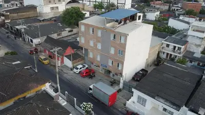 an overhead view of a city street with cars and buildings at HOTEL BOSQUE DE LAS AMERICAS in Cartagena de Indias