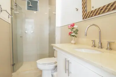 a bathroom with a toilet and a sink and a shower at Morros Epic 2 Bedrooms Beachfront by Inmobiliaria MFR in Cartagena de Indias