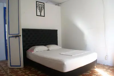 a bedroom with a bed in a room with at Mango Tree Hostel CTG 420 in Cartagena de Indias