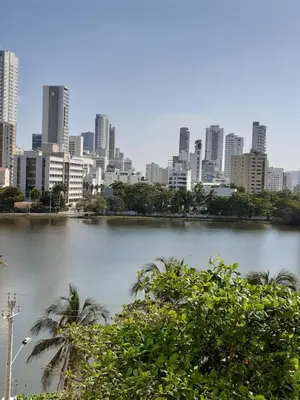 a river with a city in the background at APARTA-SUITES EN CARTAGENA JUNTO a LA PLAYA in Cartagena de Indias