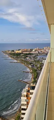 a view of the ocean from the balcony of a building at H2 Hyatt Vista Mar!! in Cartagena de Indias