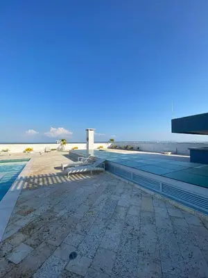 a view of the beach from the roof of a building at Vista mar!! in Cartagena de Indias