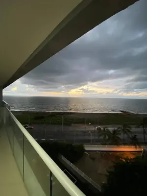 a view of the ocean from the balcony of a building at Vista mar!! in Cartagena de Indias
