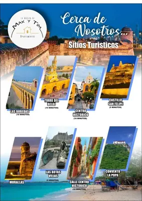 a collage of pictures of different sights and landmarks at La casita de max y tim apt 201 in Cartagena de Indias