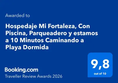 a screenshot of a phone screen with the words hogbyte mi fonteriacon at Hospedaje Mi Fortaleza, Con Piscina, Parqueadero y estamos a 10 Minutos Caminando a Playa Dormida in Santa Marta