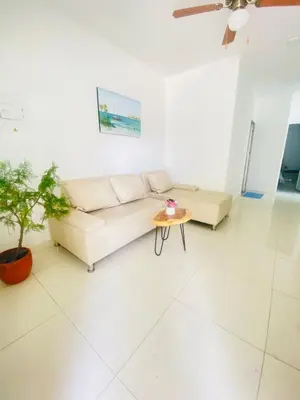 a living room with a couch and a table at Mayo apartamentos in Santiago