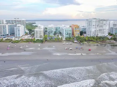 an aerial view of a beach with buildings at Cartagena Genius Morros frente al mar in Cartagena de Indias
