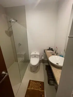 a bathroom with a toilet and a sink and a shower at Condominio Campestre Laguna Club Cartagena in Los Arrayanes
