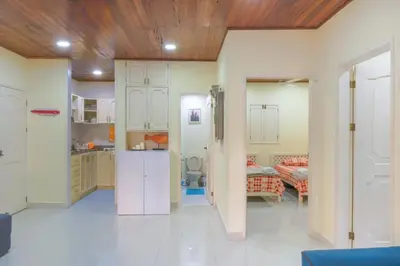 a room with a kitchen and a living room at conjunto habitacional las bóvedas in Cartagena de Indias