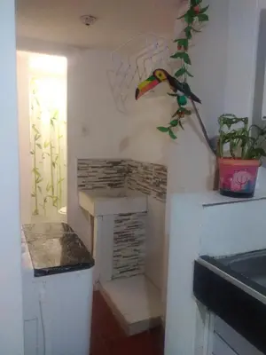 a room with a fireplace with a bird head on the wall at Encantadora casa con ambiente guajiro 2 in Barranquilla