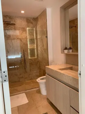 a bathroom with a shower and a toilet at Morros 3 - Vista y salida directa al mar in Cartagena de Indias