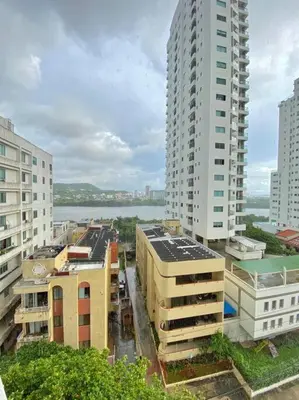 an aerial view of a city with tall buildings at Apartamento frente al mar en Cartagena in Cartagena de Indias