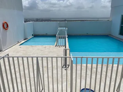 a swimming pool on the roof of a building at Taller del artista II in Cartagena de Indias