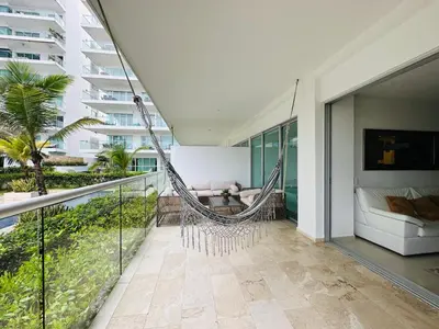 a hammock on the balcony of a house at MORROS EPIC 1111 in Cartagena de Indias