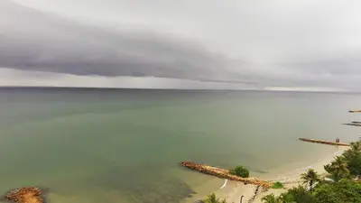 an aerial view of the ocean with a beach at Las 4 Estaciones Alojamientos de Ensueño Coveñas in Coveñitas