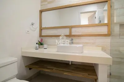 a bathroom with a white sink and a mirror at MORROS 922 APTO 3 ALCOBAS in Cartagena de Indias