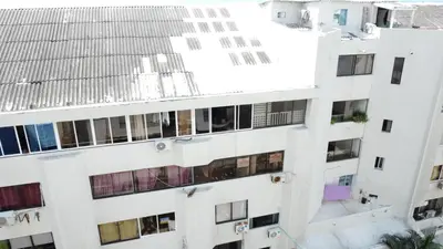 an overhead view of a white building at Apartamento cerca al Mar in Cartagena de Indias