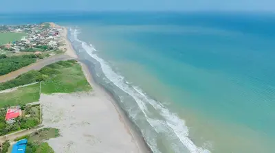 an aerial view of a beach and the ocean at AzulRest Casa de Verano in Santa Veronica