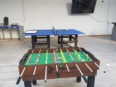 a ping pong table with a ping pong ball at Cozy room Bm-10 near the sea with air conditioning and WIFI in Cartagena de Indias