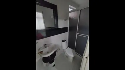 a bathroom with a sink and a toilet at Bm-8 room near the sea with air conditioning and WIFI in Cartagena de Indias